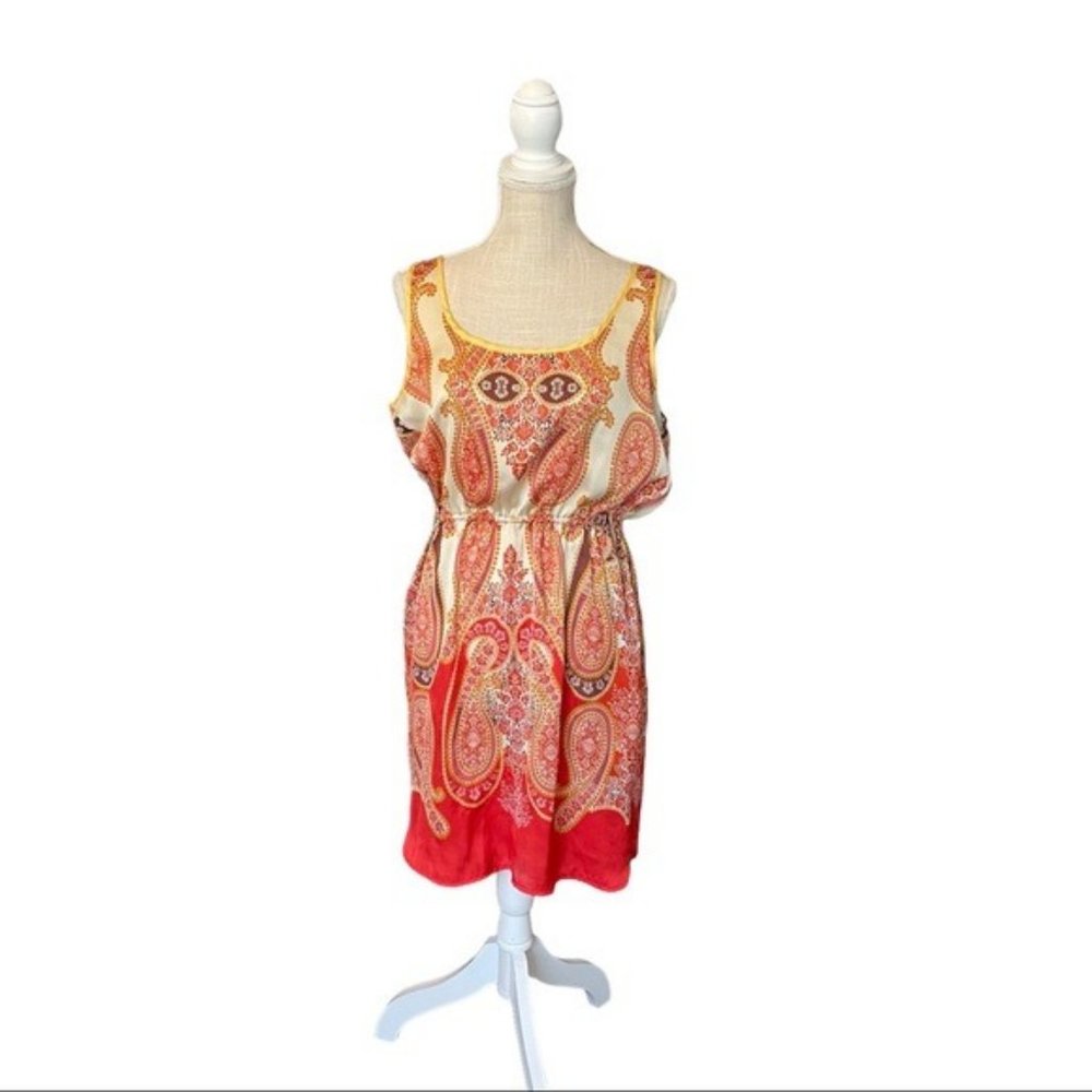MNG By Mango Paisley Print Orange Dress Size 6 - Picture 1 of 8